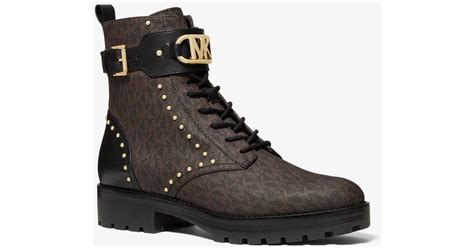 Michael Kors Kincaid Logo Studded Combat Boot .